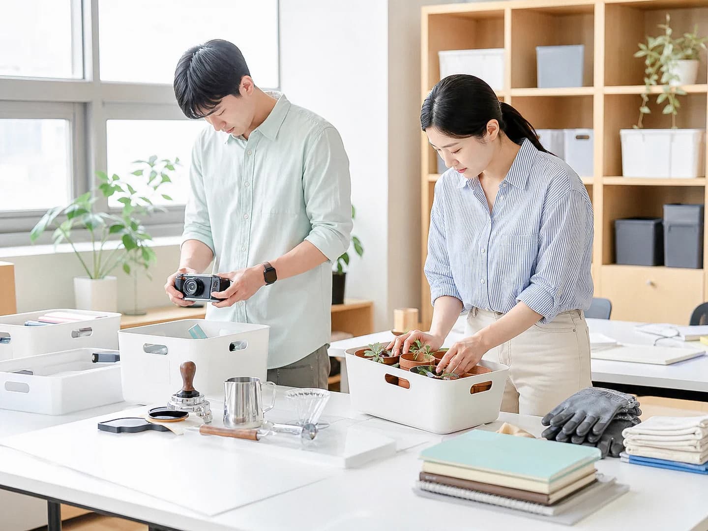 기관 운영자가 담당 관계와 프로그램 일정을 함께 점검하는 비식별 장면